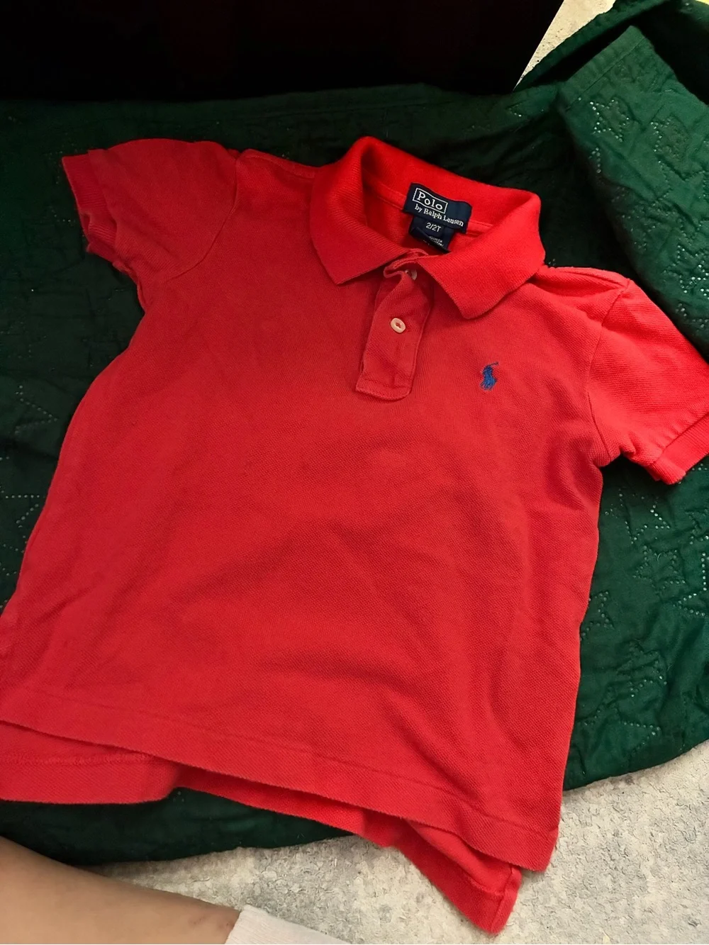 Ralph Lauren Red Polo Shirt and Ralph Lauren Polo Pants size 24m/2t